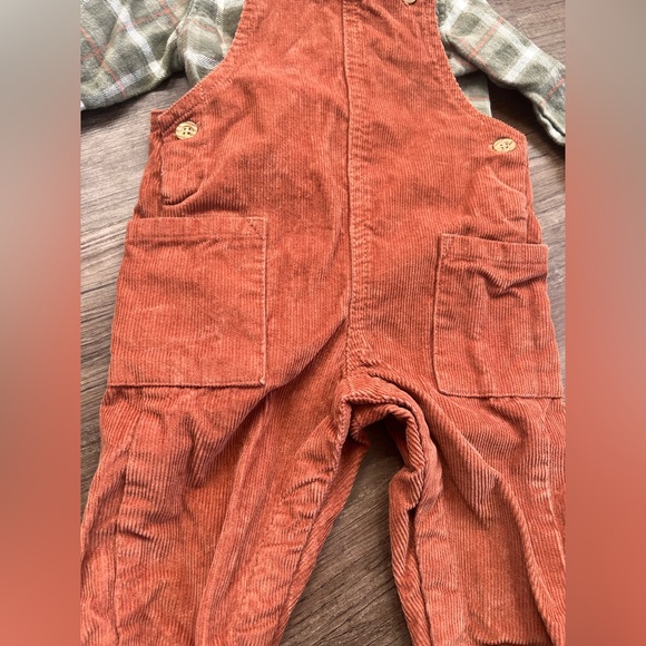 Carters Overalls with Flannel Button Down Shirt 6 months - Picture 2 of 4